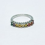 Silver ring with natural multicolored Sapphires