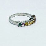 Silver ring with natural multicolored Sapphires