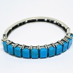 Silver Oval Bracelet with Turquoises