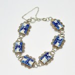 Silver Dutch bracelet with openwork and Delft porcelain