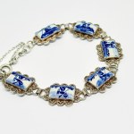 Silver Dutch bracelet with openwork and Delft porcelain