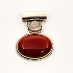 Silver Pendant with Carnelian and Quartz