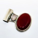 Silver Pendant with Carnelian and Quartz