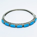 Silver Oval Bracelet with Turquoises