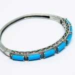 Silver Oval Bracelet with Turquoises