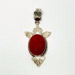 Silver Pendant with Garnet and Carnelian