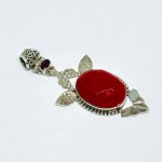 Silver Pendant with Garnet and Carnelian