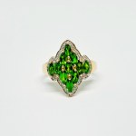 Gold Ring with Diopsides and White Sapphires