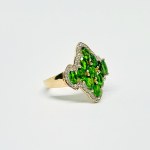 Gold Ring with Diopsides and White Sapphires