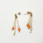 Gold earrings with natural coral and pearls