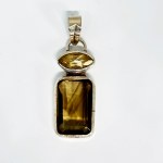 Silver Pendant with Smoky Quartz and Citrine