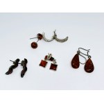 Set of 5 Pairs of Silver Earrings with Amber