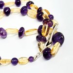 Silver Necklace with Citrines and Amethysts