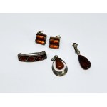 Silver jewelry set with Amber