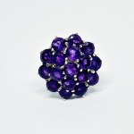 Silver dome ring with Amethysts