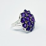 Silver dome ring with Amethysts