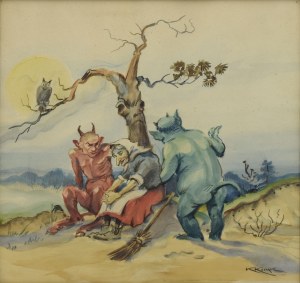 Karol KOSSAK (1896-1975), Baba z diabłami, 1944