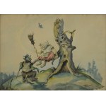 Karol KOSSAK (1896-1975), Baba z miotłą na drzewie i diabeł, 1944