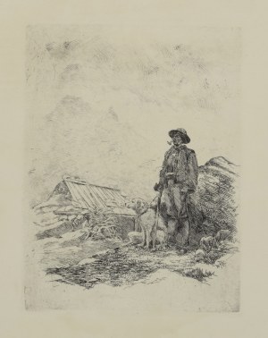 Walery ELJASZ-RADZIKOWSKI (1841-1905), Baca pod szałasem z psem