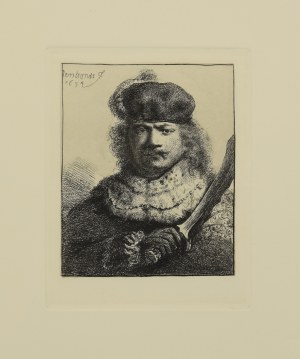 Rembrandt Harmenszoon van RIJN (1606-1669), Armand DURAND (1831-1905), Autoportret z podniesioną szablą z 1654