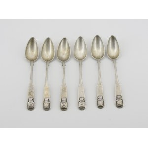 Karol Filip MALCZ (active from 1828 - 1864, company until 1939), Set of 6 spoons with the Kushaba coat of arms