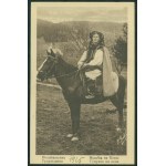 HUCULSZCZYZNA - Hutsul woman on horseback, No. 38, Photo edition by M. Senkowski, Zabie 1925, sepia print,