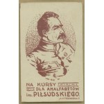 12 Fundraising stamp For courses for illiterate people named after PIŁSUDSKIEGO, designed by G.W., lettered by J.K. Trzebiński [Radom], lettered in bronze.