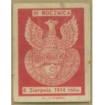 12 Fundraising Stamp III Anniversary of the March of the First Cadre Company from Krakow Oleandrów, Lit. by J.K. Trzebinski, lit. red, 1917,