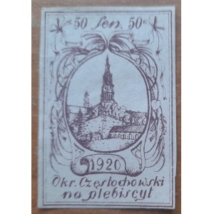 1920 Częstochowa District for Plebiscite 50 Mk.