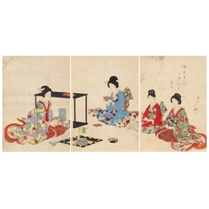 Toyohara Chikanobu (1838 - 1912 ), Cerimonia del tè , 1896