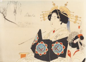 Mizuno Toshikata (1866 - 1908 ), Kurtyzana (oiran) z uczennicą (kamuro), 1899