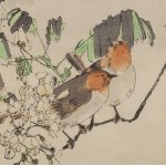 Watanabe Seitei (1852 - 1918 ), Japanese pipits on a robinia branch, 1890