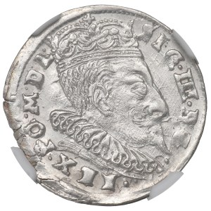 Zygmunt III Waza, Trojak 1596, Wilno - herb Prus i Chalecki NGC MS62