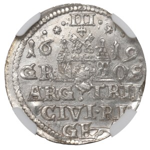Sigismund III, 3 groschen 1619, Riga - NGC MS62