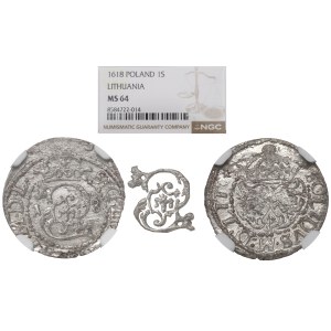Sigismund III, Schilling 1618, Vilnius - NGC MS64