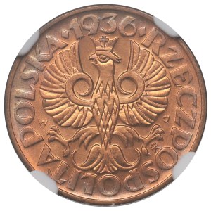 II RP, 2 haliere 1936 - NGC MS66 RB