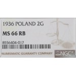 II RP, 2 haliere 1936 - NGC MS66 RB
