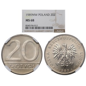 PRL, 20 zloty 1989 - NGC MS68