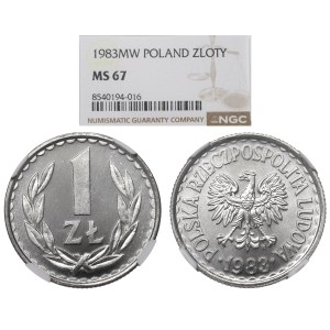 PRL, 1 zloty 1983 - NGC MS67