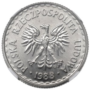 PRL, 1 zloty 1988 - DOUBLE DIE NGC MS67