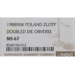 PRL, 1 zloty 1988 - DOUBLE DIE NGC MS67
