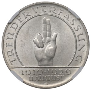 Nemecko, Weimarská republika, 3 marky 1929 A - NGC MS63