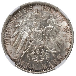 Germany, Preussen, 2 mark 1913 - 25 years of Wilhelm II reign NGC MS64+