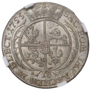 Germany, Saxony, Friedrich August II, 18 groschen 1755 - NGC MS62