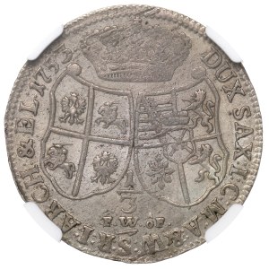 August III, 1/3 thaler 1753, Dresden - NGC MS61