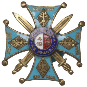 II RP, Abzeichen des Vereins der ehemaligen Freiwilligen der polnischen Armee in Frankreich - Galmet Sosnowiec