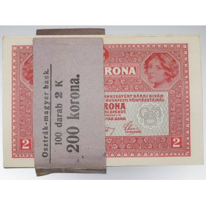 Austria, 2 crowns 1917 - bank bundle (97 pieces) - RARE!