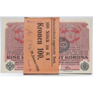 Austria, 1 krone 1916 - bank bundle (100 pcs.)