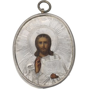 Russland, Reise-Ikone 19. Jahrhundert, Silber - SCHÖN