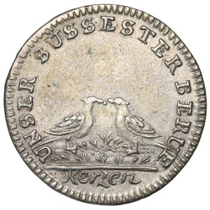 August II Mocny, Żeton bez daty, gołębie i kogut na kurze
